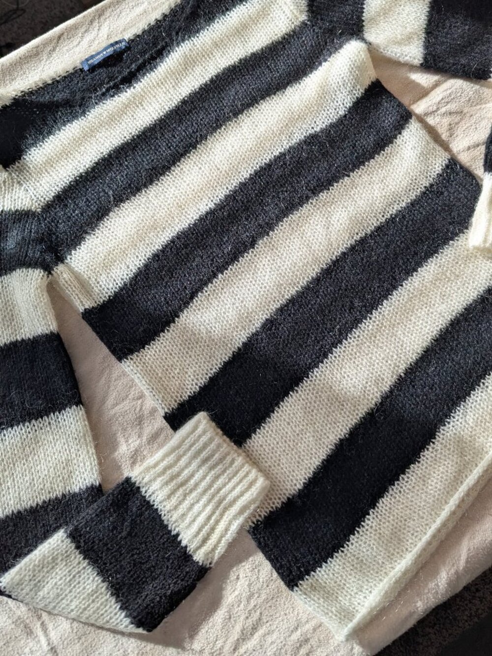 Brandy Melville Colette Striped Mohair Wool Blend Fuzzy Sweater OS